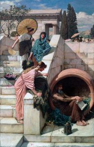 Diogenes showed the middle finger to tell Demosthenes to fuck off